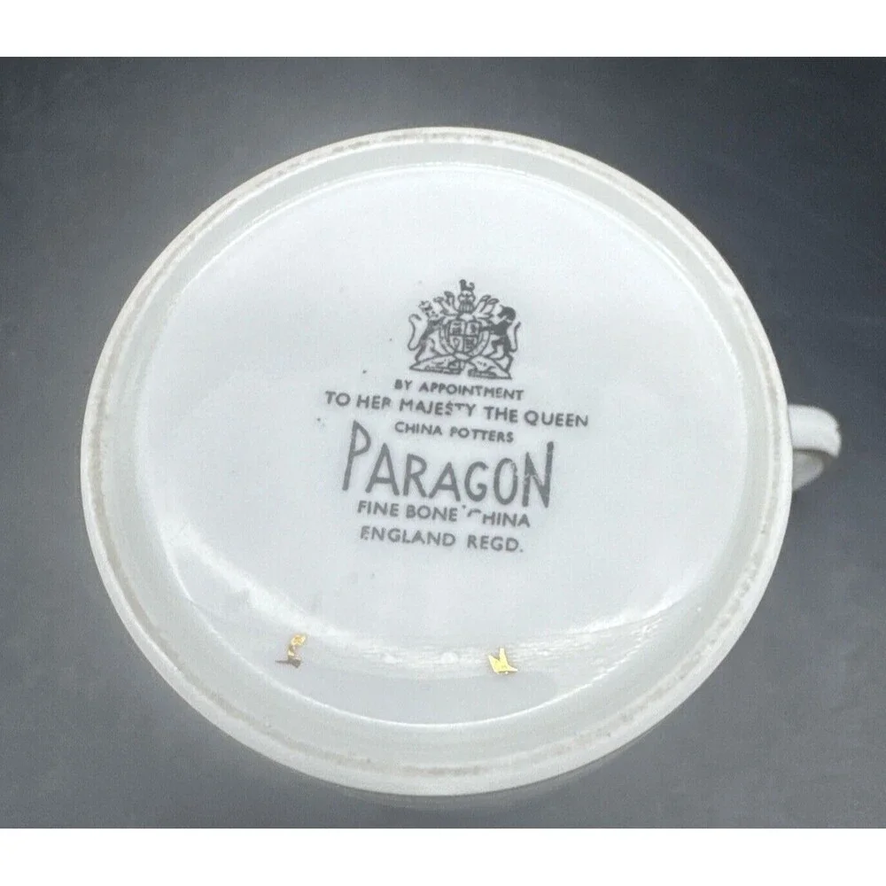 Paragon By Appointment Her Majesty Queen PINK Floral Gold Demitasse Cup & Saucer